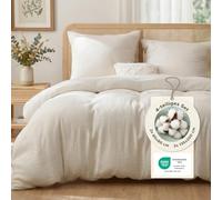 Bedsure Parure de lit en mousseline 135x200 4 pièces - 100% ensembles de literie en coton pour enfants et adultes, 2 housse de couette 135 x 200 et 2 taies d'oreiller 80x80 cm, literie d'été beige