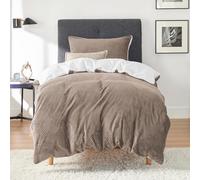 BEDSURE Parure de lit moelleuse 135 x 200 cm - Kaki - Housse de couette d'hiver en polaire avec taie d'oreiller de 80 x 80 cm - Parure de lit chaude avec fermeture éclair - Parure de lit d'hiver