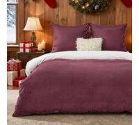 BEDSURE Parure de lit moelleuse 155 x 220 cm - Bordeaux - Housse de couette d'hiver en polaire avec 2 taies d'oreiller de 80 x 80 cm - Parure de lit chaude avec fermeture éclair - Parure de lit