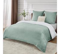 BEDSURE Parure de lit moelleuse 155 x 220 cm - Vert - Housse de couette d'hiver en polaire avec 2 taies d'oreiller de 80 x 80 cm - Parure de lit chaude avec fermeture éclair - Parure de lit d'hiver