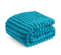 Bedsure Plaid canape Couverture Polaire - 150×200 cm, Bleu Ruisseau | Cadeau Femme, Plaid Doux et Chaud en Velours Côtelé pour Canapé, Chambre et Salon, Lavable en Machine