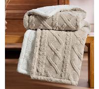 Bedsure Plaid Canape Couverture Polaire - Jete de Canape Chameau 130x150, Plaid Canapé Sherpa Double Face 1 Personne Doux et Chaude