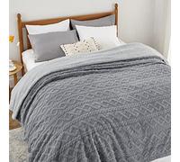 Bedsure Plaid Polaire 220x240 Couverture - Couvre Lit 2 Personnes Gris, Jete de Canape Grande Taille, Plaid Canapé Sherpa Double Face Doux et Chaude