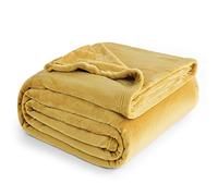Bedsure Plaid Polaire Couverture Canapé - Douillette en Microfibre en Flanelle, Douce et Chaude, Jeté de Canapé Grande Taille, XXL 220 x 240 cm, Jaune