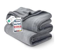 Bedsure Couverture polaire en microfibre effet flanelle, ultra douce, chaude, infroissable et anti-tache, pour lit, canapé, salon, comme couvre-lit, 220 x 240 cm, gris