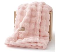 Bedsure Plaid Polaire Doux Bulle - Couverture Chaude Lit, Cadeaux pour Femmes, Plaid Décoratif Salon Chambre, Couvre-lit Léger, Rose Cristal, 220x240 cm