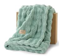 Bedsure Plaid Polaire Doux Bulle - Couverture Chaude Lit, Cadeaux pour Femmes, Plaid Décoratif Salon Chambre, Couvre-lit Léger, Vert, 130x170 cm