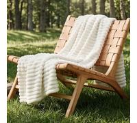 Bedsure Plaid Polaire pour Canapé - Couverture Douce et Chaude en Tissu Peluche, Design à Cordon Grossier, Plaid Moelleux pour Lit et Sofa, XL 150 x 200 cm, Laine Blanche