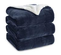 Bedsure Plaid Polaire 220x240 Couverture - Couvre Lit 2 Personnes Bleu Marine, Jete de Canape Grande Taille, Plaid Canapé Sherpa Doux et Chaude