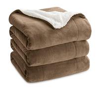 Bedsure Plaid Polaire 220x240 Couverture - Couvre Lit 2 Personnes Beige, Jete de Canape Grande Taille, Plaid Canapé Sherpa Doux et Chaude