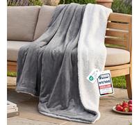 Couverture molletonnée en laine de sherpa - Couverture polaire ultra douce - Jeté de canapé double face ultra chaud avec fourrure d'agneau et tissu polaire, Microfibre, gris, 150 x 200 cm