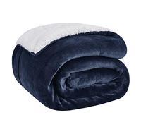 Bedsure Plaid Canape Couverture Polaire - Jete de Canape Bleu Marine 150x200, Plaid Canapé Sherpa 2 Personnes Doux et Chaude