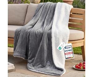 Bedsure Plaid Polaire Sherpa Couverture - Douce et Chaude Double Face avec Fourrure d'agneau et Tissu Polaire pour Canapé et Lit, 2 Personnes, Épais - XL 150x200 cm, Gris