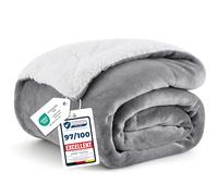Bedsure Plaid Polaire Sherpa Couverture - Gris, 130x150 cm