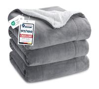 Bedsure Plaid Polaire Sherpa Couverture - Gris, 220x240 cm | Plaid Canape Grande Taille, Douce et Chaude Double Face avec Fourrure d'agneau et Tissu Polaire pour Canapé et Lit, Épais