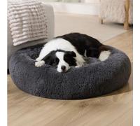 Bedsure SupportMax™ Panier pour Chien Grande Taille Rond Lavable, 100cm | Lit pour Chien Donut Peluche avec Couverture Amovible et Lavable, Fond Antidérapant, Gris