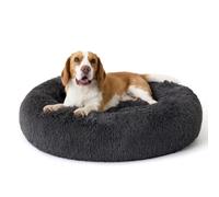 Bedsure SupportMax™ Panier pour Chien Grande Taille Rond Lavable, 80cm | Lit pour Chien Donut Peluche avec Couverture Amovible et Lavable, Fond Antidérapant, Gris