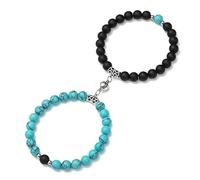 BEDT 2 Pièces/Ensemble Aimant Attraction Couple Bracelet Jumelé pour Amoureux Bracelets en Cristal Pierre Naturelle Bracelet Oeil De Tigre Saint Valentin