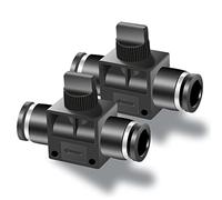 Beduan Lot de 2 valves à boisseau sphérique Push to Connect - Tube de 6,35 mm OD - Régulation du débit pneumatique - Raccord de valve à main