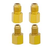 Beduan Lot de 4 adaptateurs R134A en laiton pour réservoir de réfrigérant vers R12 Adaptateur de pompe à vide 6,35 mm femelle vers mâle 1,27 cm et femelle 1/2 vers mâle évasé 1/4 (6014 et 6015)