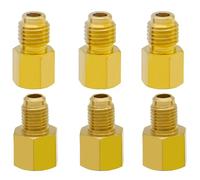 Beduan Lot de 6 adaptateurs R134A en laiton pour réservoir de réfrigérant vers R12 Adaptateur de pompe à vide 6,35 mm femelle vers mâle 1,27 cm et femelle 1/2 vers mâle évasé 1/4 (6014 et 6015)