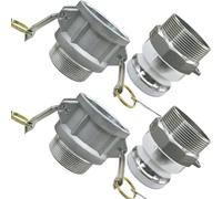 Beduan Raccords de verrouillage à came en aluminium (partie F + partie B) raccord de tuyau à came et rainure, 1 coupleur femelle x 1 NPT mâle avec 1 prise x 1 adaptateur fileté mâle NPT (lot de 2)