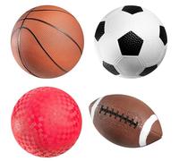 Bedwina Balles de Sport avec Pompe à Main pour Enfants - (Lot de 4) Ensemble de balles de Sport en Caoutchouc de 15,2 cm de diamètre Comprenant Football, Ballon de Football.