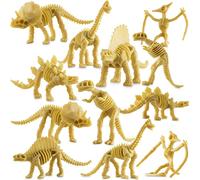 Bedwina Dinosaur Fossil Skeleton - (Lot de 24) Assortiment de Figurines de Dinosaures en Plastique de 3,7 Pouces pour kit de fouilles scientifiques pour Enfants, bacs sensoriels