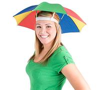 Bedwina Lot de 2 chapeaux parapluie Chapeaux de fête colorés 50,8 cm, mains libres, arc-en-ciel, taille ajustable pour enfants, hommes et femmes