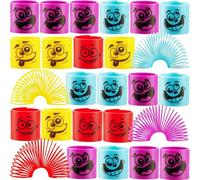 Bedwina Méga pack de 50 ressorts hélicoïdaux pour enfants - assortiment de visages rigolos et couleurs variées, mini jouets à ressort pour fêtes, pochettes surprises, cadeaux et chaussettes de Noël