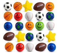 Bedwina Mini balles Anti-Stress en Vrac (Paquet de 25) Balles sensorielles Souples de 2 à 3 Pouces, dans Une variété de Formes et de Couleurs, pour Les fêtes d'enfants