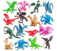 Bedwina Mini Figurines de Dragons (Lot de 36) - Dragons en Plastique caoutchouteux 5,1 cm, Couleurs et Styles Assortis - Jouets Enfants pour Cadeaux, décorations, Cupcakes et piñatas