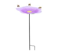 Bee Bath Garden, Bird Water Bowl, Pollinator Flower Dish, Outdoor Stake Feeder, Wildlife Hydration Station for Patio Porch Yard Lawn Flower Bed Birdwatching Nature Habitat Support Use 24x24x50cm