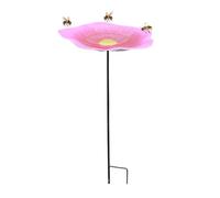 Bee Bath Garden Flower Stake - Wild Bird Feeder Water, Bowl Pollinator Drinking Station Outdoor Decor for Patio Porch Yard Lawn Flower Bed Birdwatching Nature Lovers Garden Habitat Support Wildlife