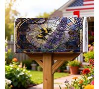 Bee Couverture magnétique pour boîte aux lettres motif circulaire lavande nature violet printemps pour décoration extérieure de jardin cour 45,7 x 53,3 cm