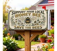 Bee Couverture magnétique pour boîte aux lettres rustique, vintage, fleurs en nid d'abeille, couverture de boîte aux lettres jaune d'été pour décoration de cour avant, 45,7 x 53,3 cm