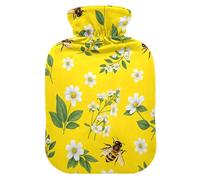 Bee Daisy Bouillotte jaune avec housse souple chauffe-mains et pieds pour compresse chaude et froide Taille M