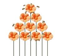 Bee Drinking Cups for Garden 10 Pieces Ceramic Bath Maintains A Steady Bowl | with Stake Flower Shape Bee Bath for Outside Indoor Decor Yard Patio Pathway Grassland Lawn Planter Pot Butterfly