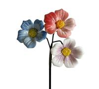 Bee Drinking Station - 3-Piece Ceramic | Flower Waterer for Garden, Yard | Metal Stakes, 12.6" Tall, Colorful Flower Heads, For Bees, Butterflies & Birds, Balcony, Patio, Lawn & Flower Bed Decor