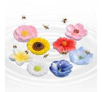 Bee Feeder - 8 Pack Aesthetic Weatherproof Resin Flower | Floating Bee Watering Station | for Garden Patio Balcony Pond Park Butterfly Hummingbird Wild Bird