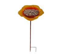 Bee Feeder with Flower Design - Butterfly Bird Metal Bathing Tray | Bees Bird Bath Feeder with Metal Stake for Bee Birdd Butterfly, Garden Watering Station, Pollinator Drinking Cup