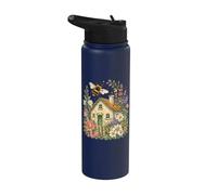 Bee Floral Cottagecore Cottage Botanical Garden Stainless Steel Insulated Water Bottle