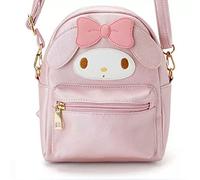 BEE&FLOWER Petit sac à dos à bandoulière mignon My Melody Kuromi en cuir PU Sac à bandoulière Petit sac à dos pour femmes filles Sac à bandoulière, rose