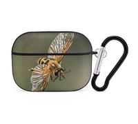 Bee Flying Coque rigide de protection intégrale avec porte-clés compatible avec AirPod Pro 2e/1ère génération, LED avant visible, noir