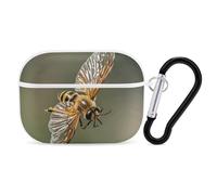 Bee Flying Coque rigide de protection intégrale avec porte-clés compatible avec AirPod Pro 2e/1ère génération, LED avant visible, blanc