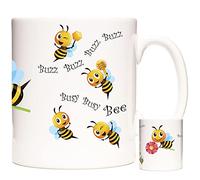 Bee Gift Mug - Tasse à café en céramique de 325 ml avec joli motif Buzz Busy Busy Bee - Passe au lave-vaisselle et au micro-ondes - Cadeau amusant pour les amateurs d'abeilles, les amis et la famille