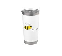 Bee Happy Honey Bee Mignonne Gobelet isotherme en acier inoxydable double paroi
