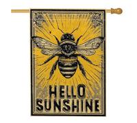 Bee Hello Sunshine Drapeau de jardin en toile de jute, bannière double face pour décoration d'intérieur, 71 x 101 cm