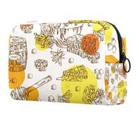 Bee Honey Jar and Honeycomb Cosmetic Bag for Women Travel Toiletry Bags Large Makeup Handy Pouch Organizer Bag With Zipper, multicolore, 18.5x7.5x13cm/7.3x3x5.1in, Trousse de toilette