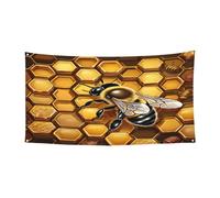 Bee Honeybee - Bannière imprimée pour festival - Polyester simple face avec œillets métalliques pour événements en plein air, marchés de Noël et fêtes